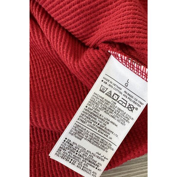 Old Navy Men’s Red Waffle Knit Long Sleeve Thermal Shirt L Built-In Flex Casual - Picture 4 of 7